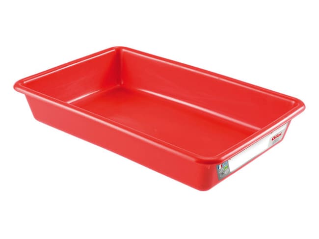 Red 3L Flat Tray - Compliant HACCP - 34 x 23 x H 7cm - Gilac