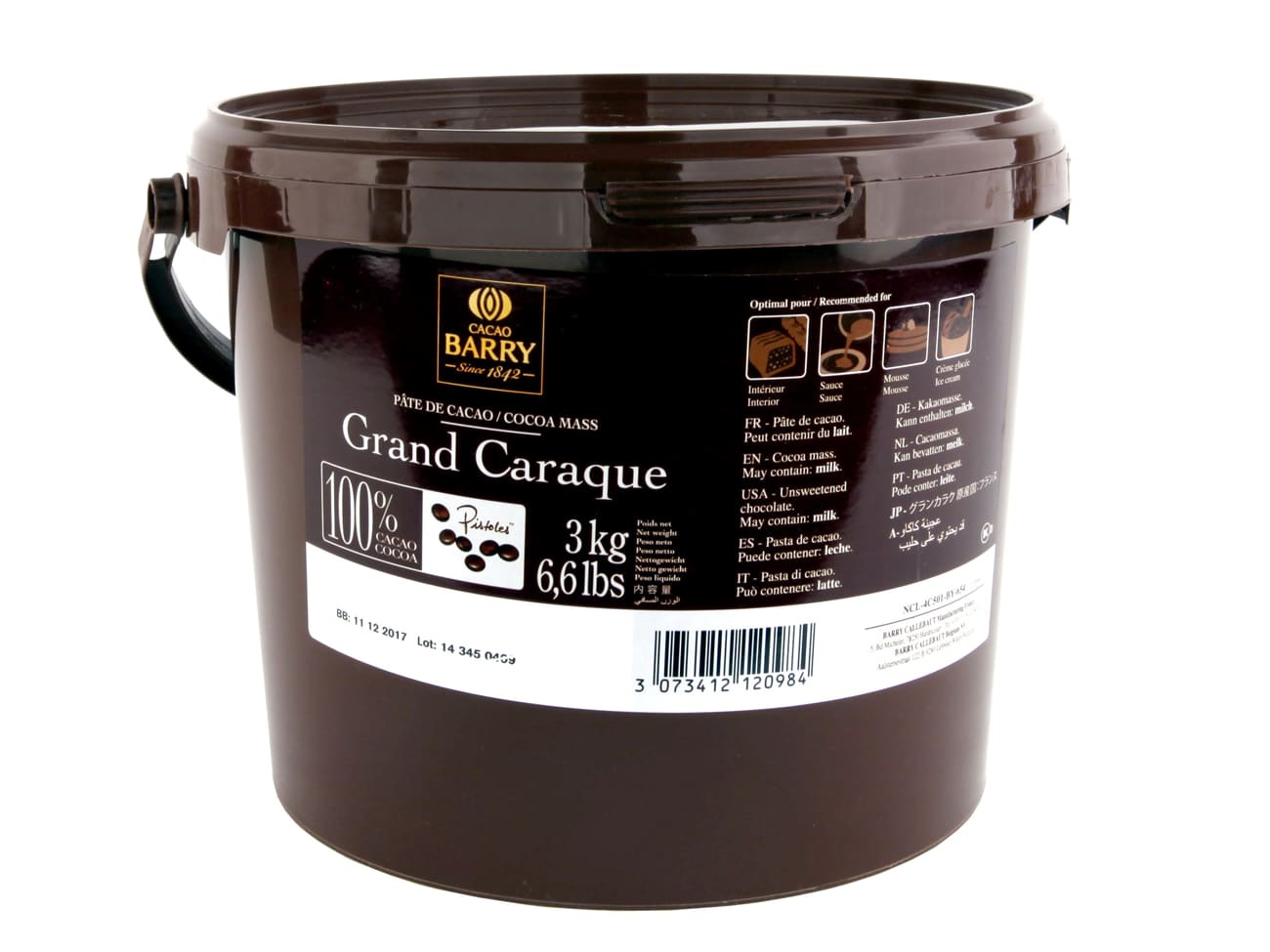 Grand Caraque Cocoa Mass 3kg Cacao Barry Meilleur du Chef