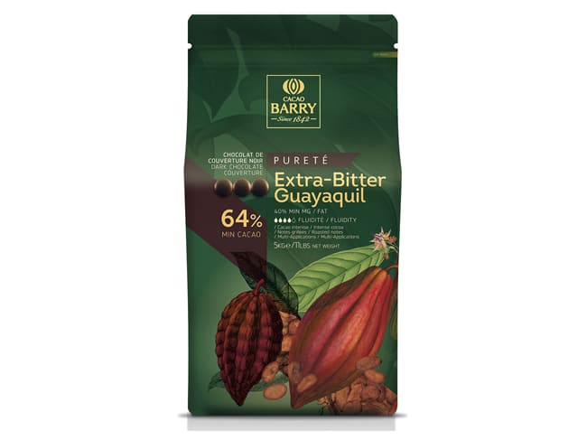 Extra-Bitter Guayaquil Dark Chocolate Couverture Pistoles - 64% cocoa - 5kg - Cacao Barry