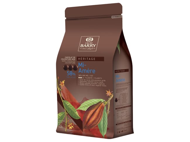 Mi-Amère Dark Chocolate Couverture Pistoles - 58% cocoa - 5kg - Cacao Barry