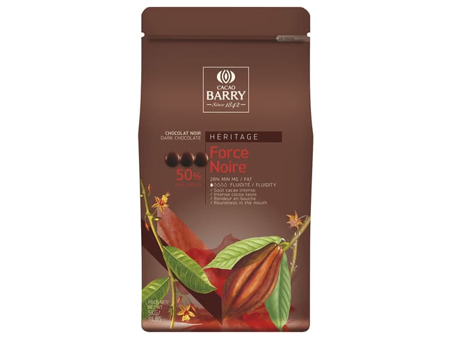 Force Noire Dark Laboratory Chocolate Pistoles - 50% cocoa - Box of 5kg - Cacao Barry