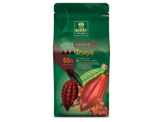 Inaya Dark Chocolate Couverture Pistoles - 65% cocoa - Box of 1kg - Cacao Barry