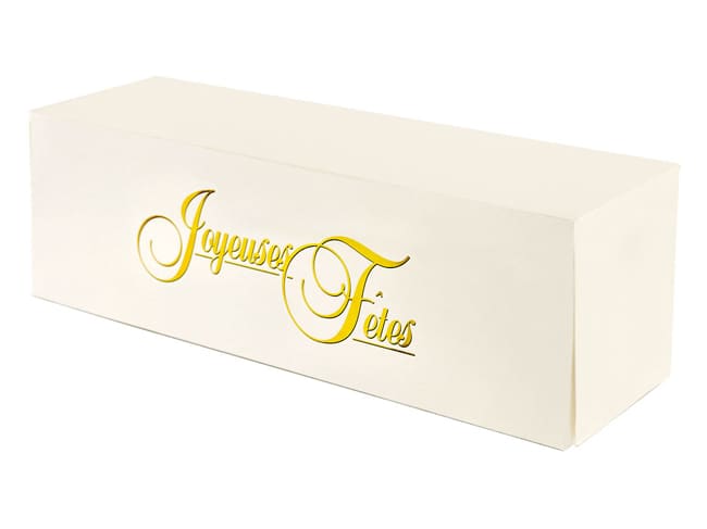 Yule Log Box "Joyeuses Fêtes" - 30 x 11 x 11cm