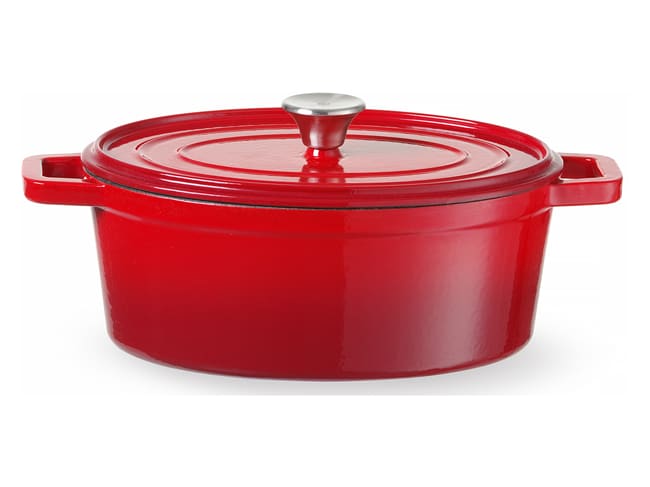 Cast Iron Red Oval Casserole - 36,5 x 29cm - Hendi