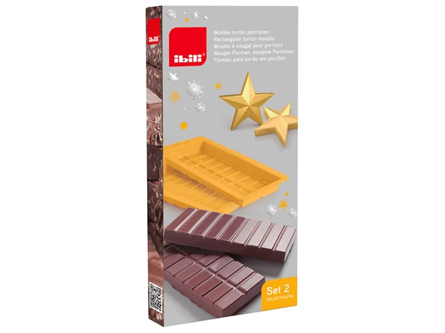 Set of 2 Chocolate Block Moulds - Square Pattern - 23 x 10 x 2 cm - Ibili