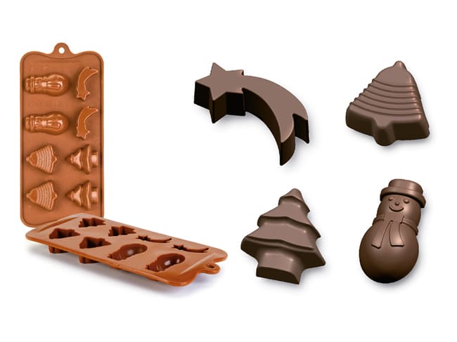 Silicone Chocolate Mould - 8 Christmas figures - Ibili