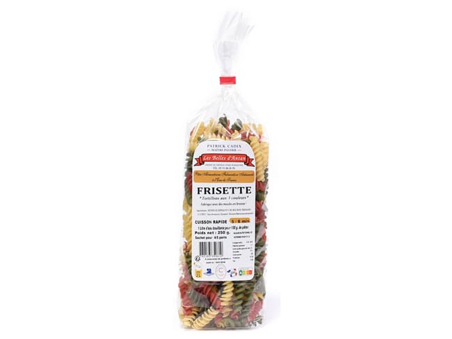 Tri-Colour Fusilli Pasta - Tomato, spinach & beetroot - 250g - Les Belles D'Antan
