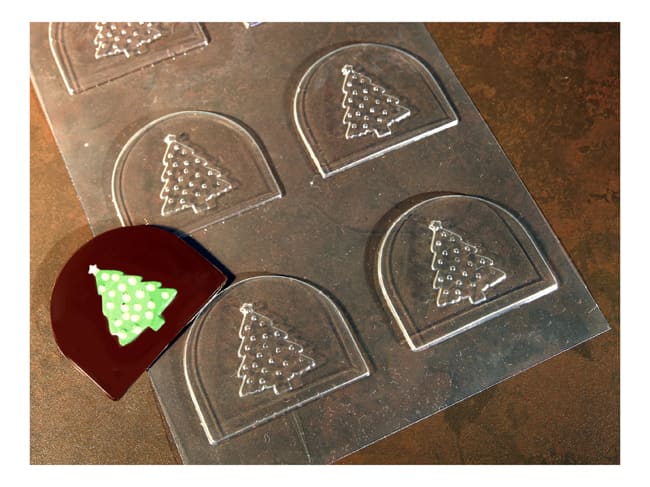 Plastic Mould for Decorated Yule Log Tips - 6 Christmas Trees