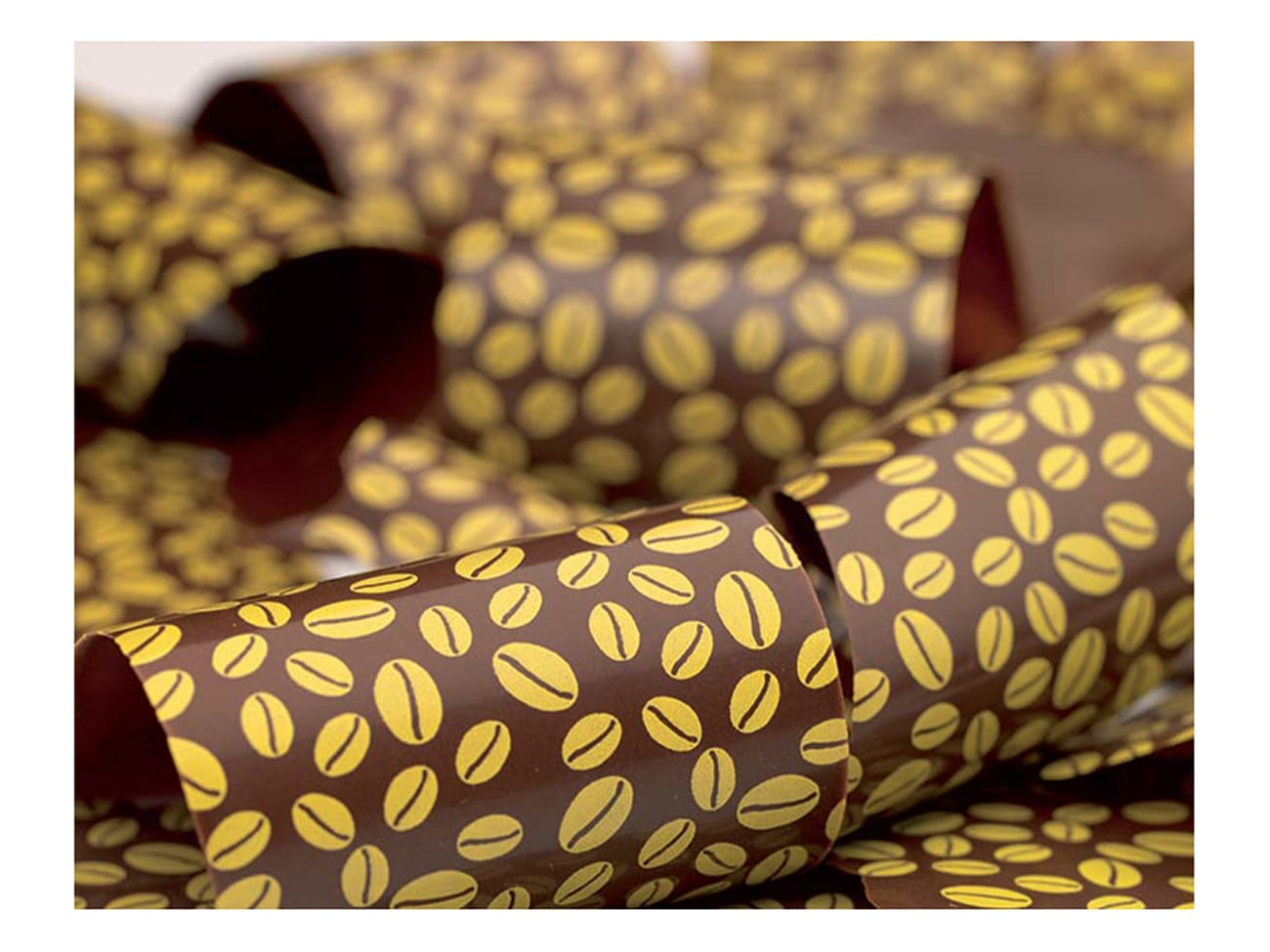 Chocolate Transfer Sheet - Yellow Coffee Beans (x 10) - Mallard Ferrière