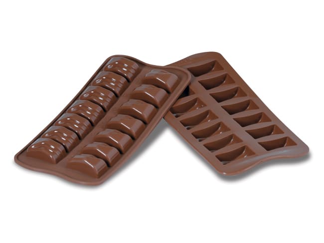 Easy Choc Silicone Chocolate Mould - 14 Wave Rectangles - 21,4cm x 10,6cm - Silikomart