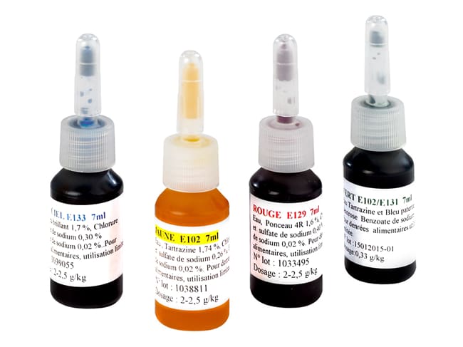 Set of 4 Food Colourings - Water soluble - Mallard Ferrière