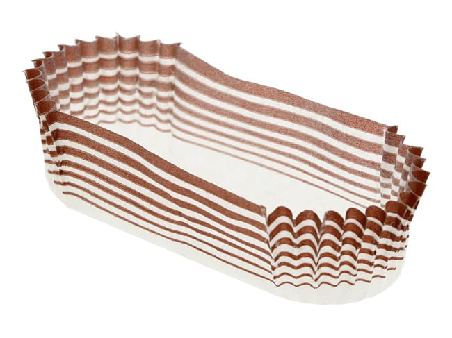 Oval Cases for Eclairs (x 1000) - Greaseproof paper - Stripes