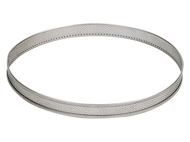 Perforated Stainless Steel Tart Ring - ht 3.5cm - Ø 28cm - Mallard Ferrière