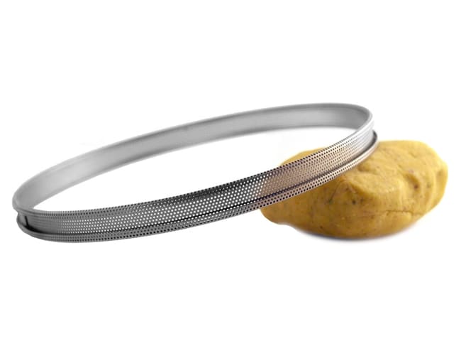 Perforated Stainless Steel Tart Ring - ht 2cm - Ø 28cm - Mallard Ferrière