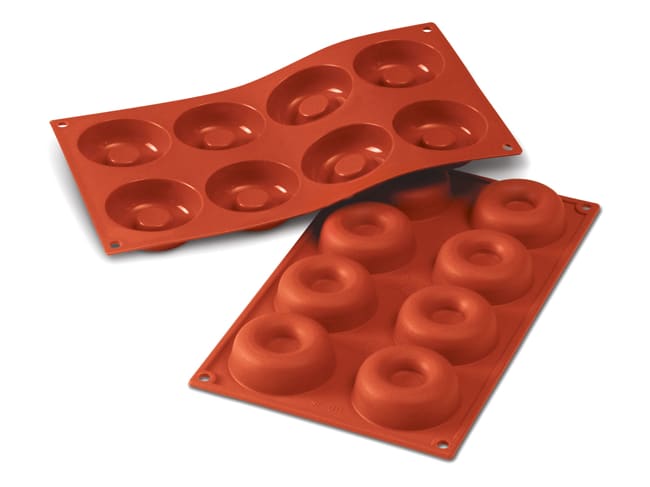 Flexible Silicone Mould - 8 Savarin Shapes Ø 6,5cm - 30 x 17,5cm - Silikomart