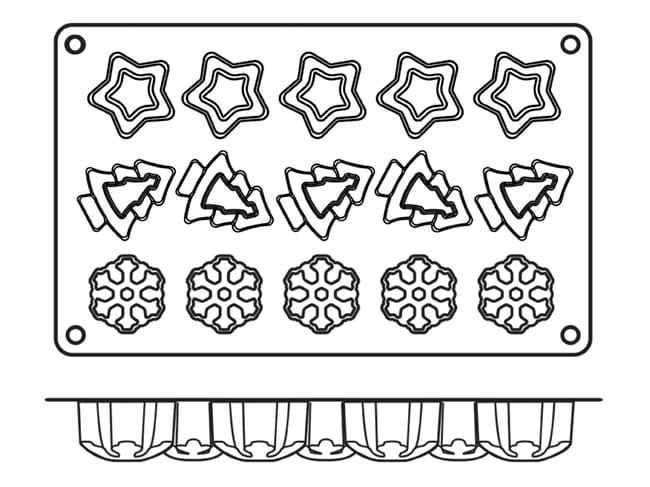 Flexible Silicone Mould - 15 Christmas Shapes - 30 x 17,5cm - Silikomart