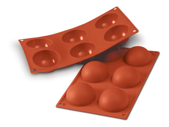 Flexible Silicone Mould - 6 Half Spheres Ø 7cm - 30 x 17,5cm - Silikomart