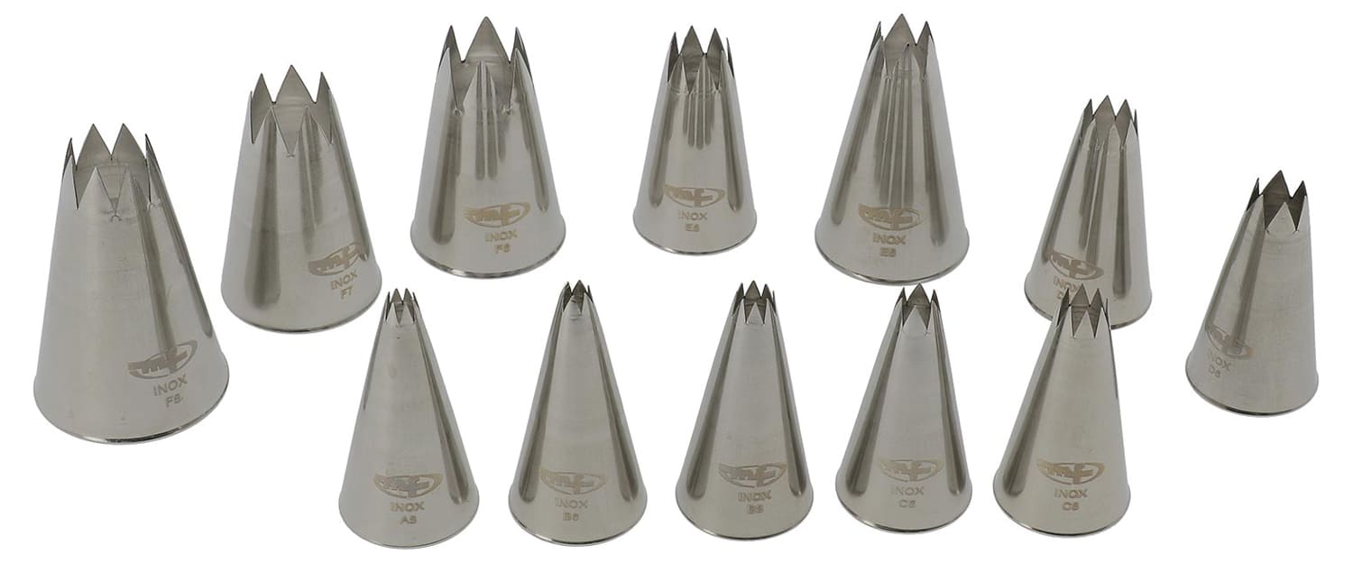 Set of 12 Stainless Steel Fluted Piping Nozzles - Mallard Ferrière -  Meilleur du Chef