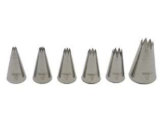 Set of 6 Stainless Steel Fluted Piping Nozzles
