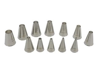 Set of 12 Stainless Steel Plain Piping Nozzles