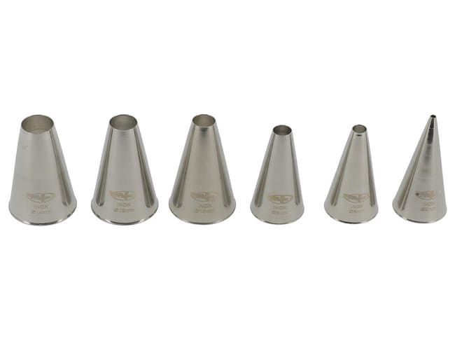 Set of 6 Stainless Steel Plain Piping Nozzles - Mallard Ferrière