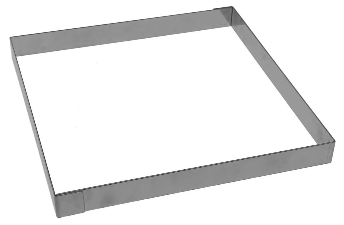 Stainless steel square tart ring straight edge 16 x 16 x Ht 2 cm