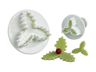 Set of 2 Three-Leaf Holly Plunger Cutters Ø 2.5cm, Ø 4cm and Ø 5.5cm