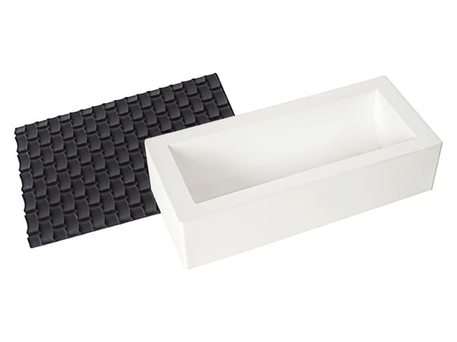 Yule Log Kit with Silicone Mould & Mat - Plait Pattern - 25 x 9cm - Silikomart