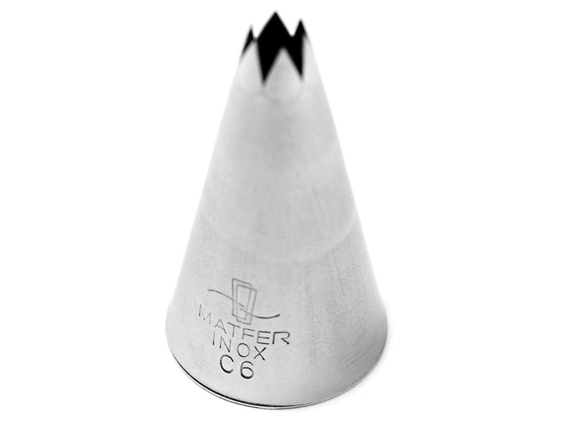 Stainless steel fluted piping nozzle C6 (Ø 7mm, 6 teeth) Matfer