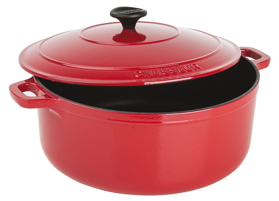 Chasseur Faitout rond-24 cm-Rubis Cast Iron Casserole and lid, 24cm, Red