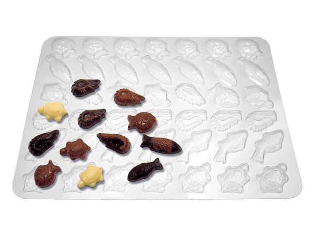 Flexible PVC Chocolate Mould - 42 Easter fish shapes - Matfer