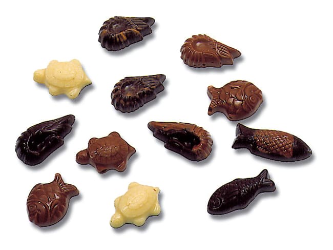 Flexible PVC Chocolate Mould - 42 Easter fish shapes - Matfer