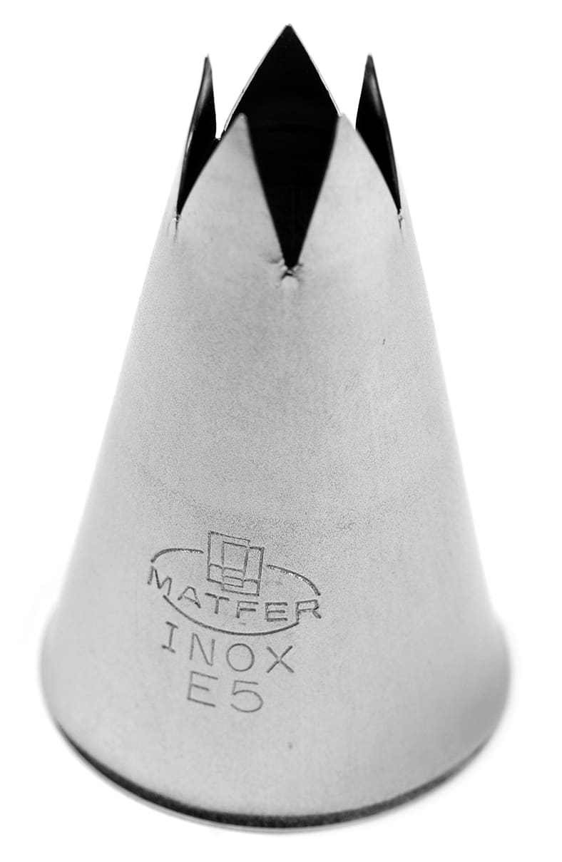 Stainless steel fluted piping nozzle E5 (Ø 13mm, 5 teeth) Matfer