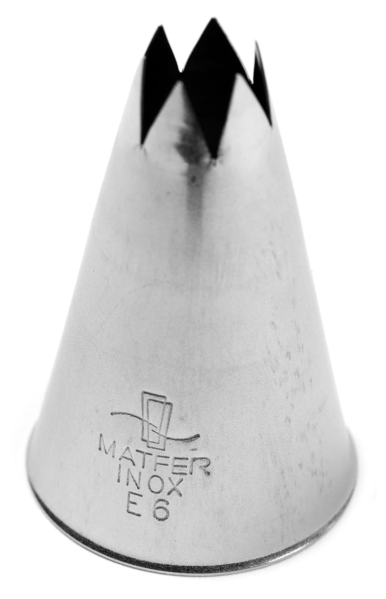 Stainless steel fluted piping nozzle E6 (Ø 13mm, 6 teeth) Matfer