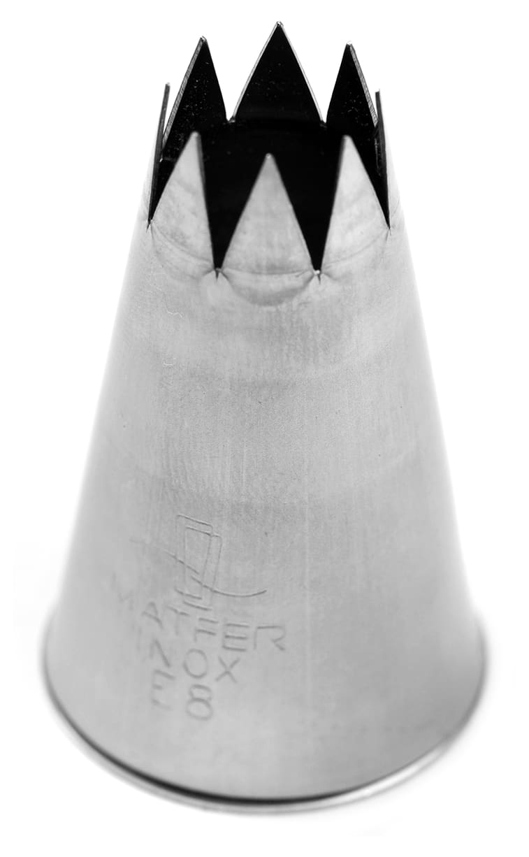 Stainless steel fluted piping nozzle E8 (Ø 13mm, 8 teeth) Matfer