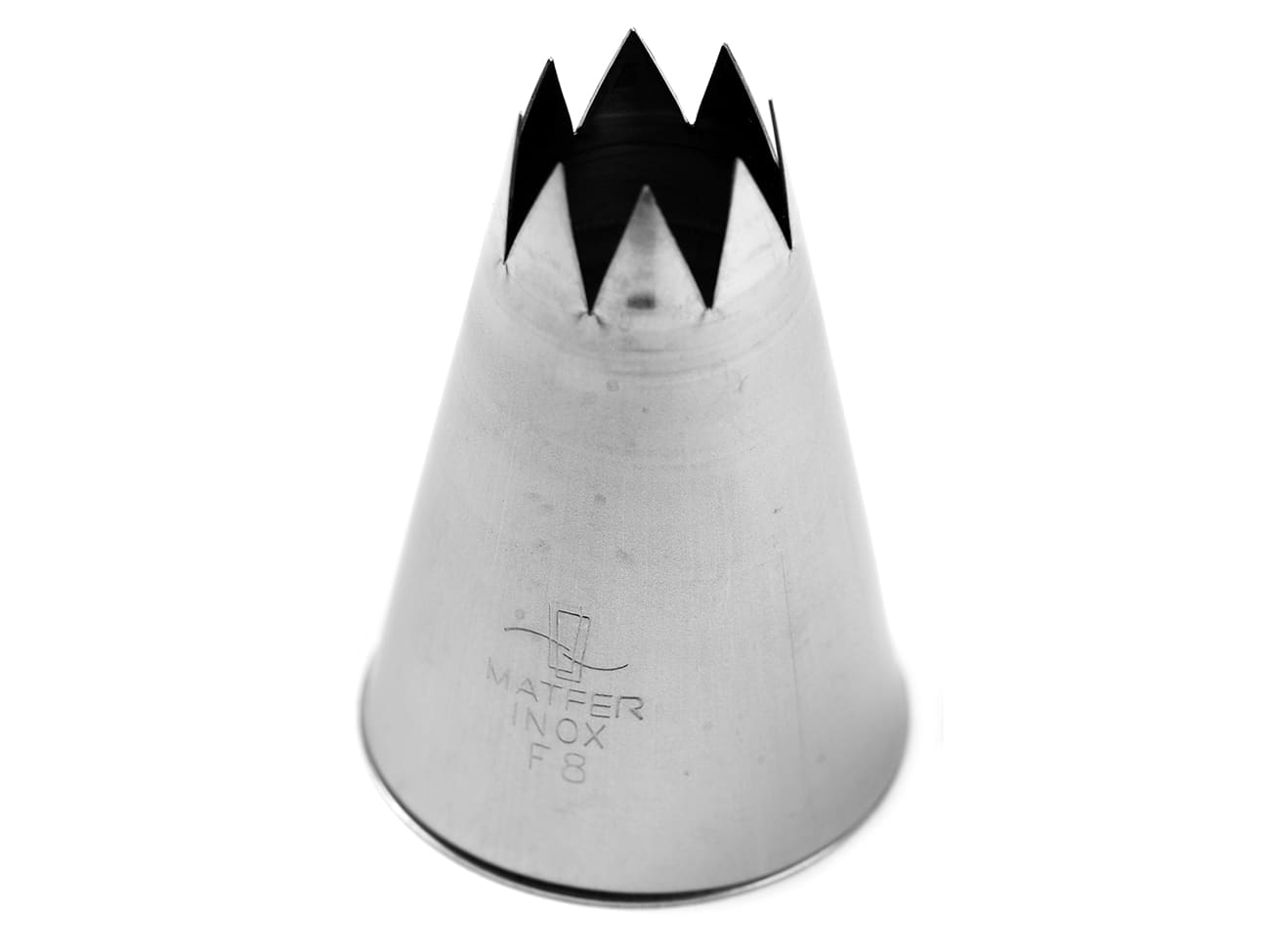 Stainless steel fluted piping nozzle F8 (Ø 18mm, 8 teeth) Matfer