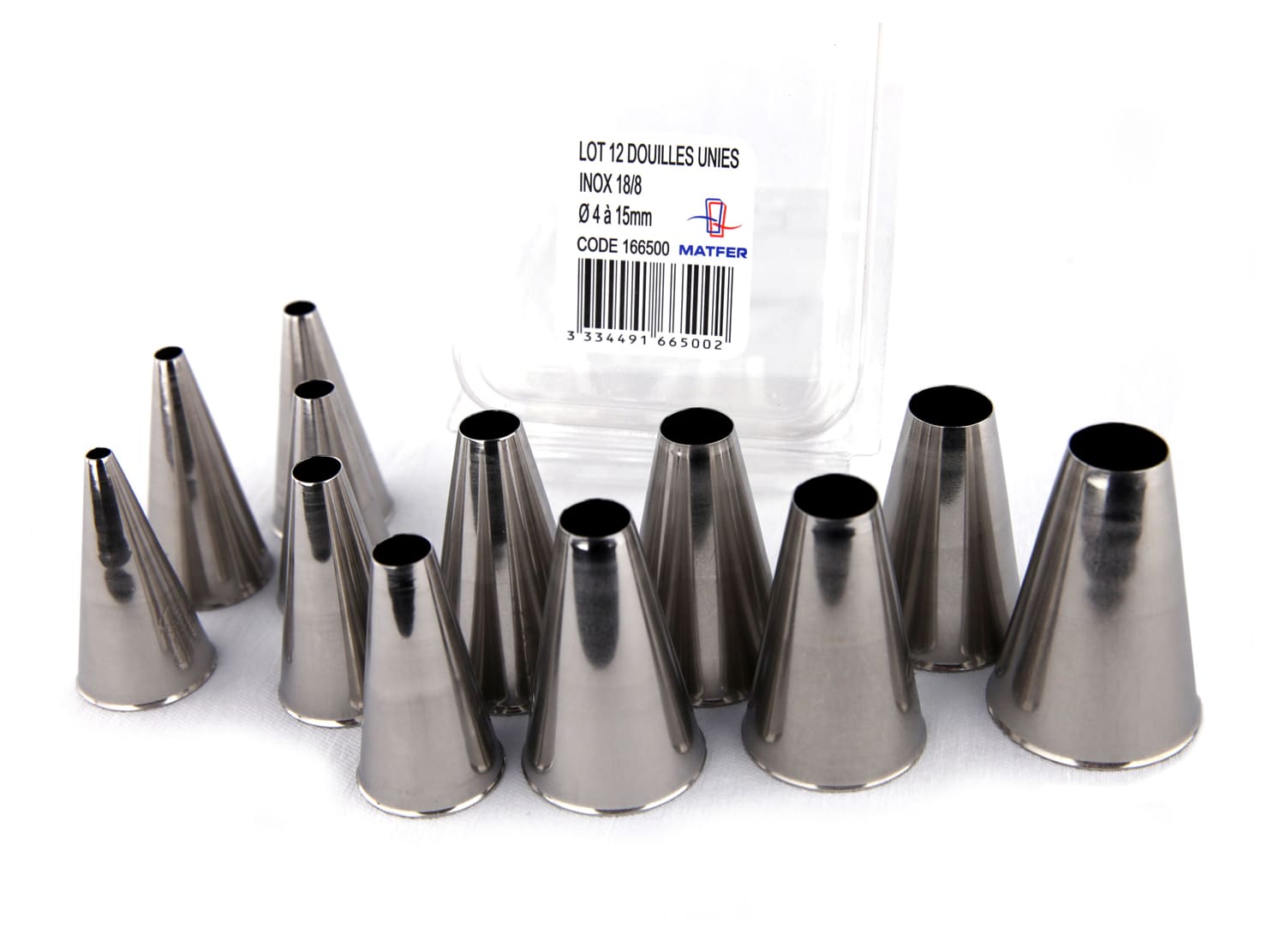 Stainless Steel Plain Piping Nozzles - Set Of 12 Nozzles - Matfer ...