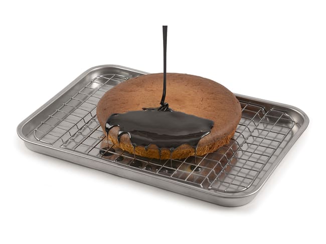 Large Food Prep Tray with Rack - Stainless steel - 40 x 28cm - Malis