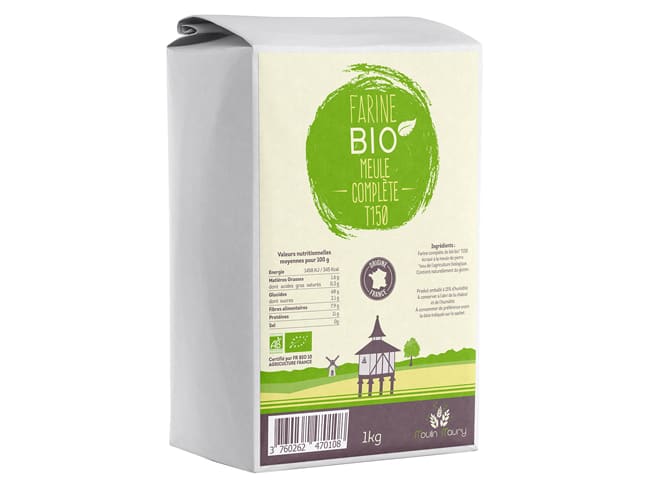 Organic T150 Wholemeal Flour - 1kg - Moulin Maury