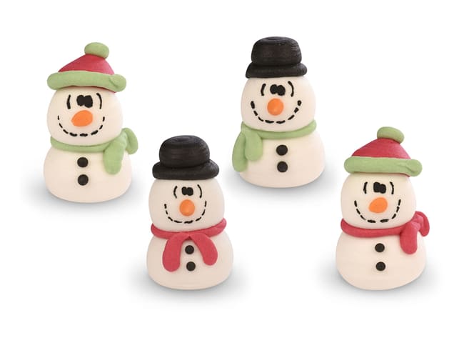 Sugar Christmas Cake Decorations - Snowmen - 48 pieces - Modécor