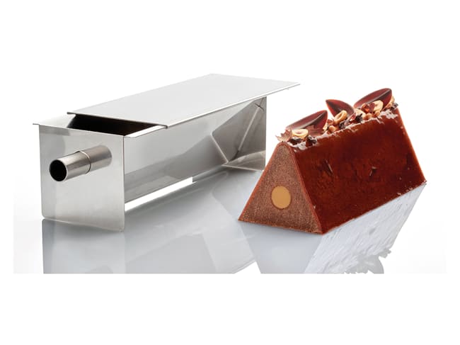 Stainless steel triangle loaf cake mould - with cylinder insert - 8,2 x 25 x ht 8cm - Martellato