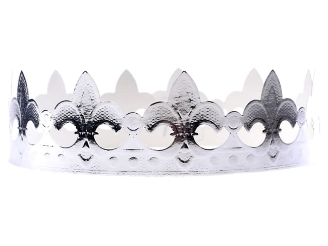 Silver Paper Crown for Galette des Rois - Cardboard fastening - 5 crowns - Nordia