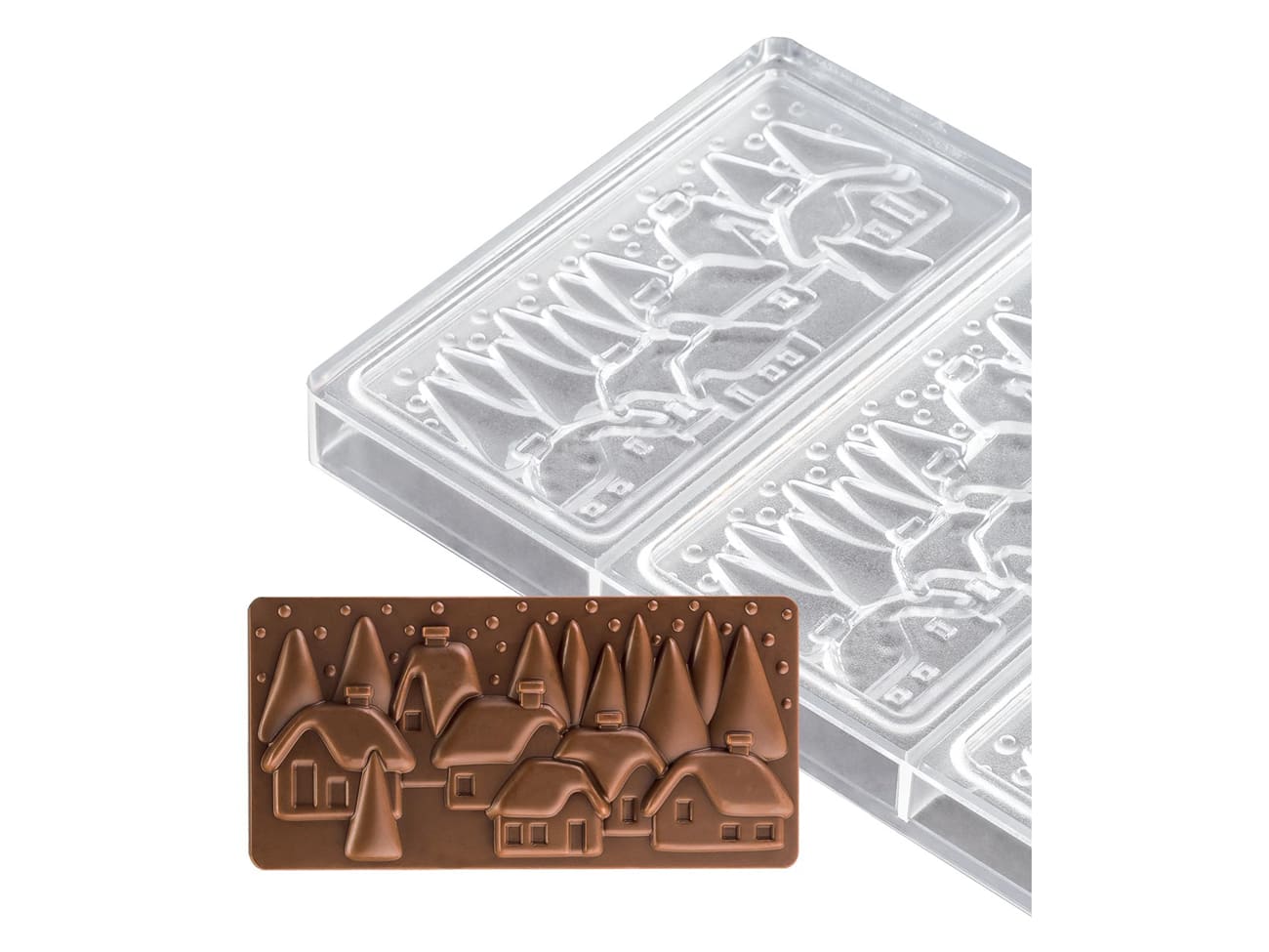 Pavoni Polycarbonate Christmas Xmas Night Chocolate Bar Mold by Fabrizio  Fiorani - 154 x 77 x h 15mm - 3 cavity - 100gr