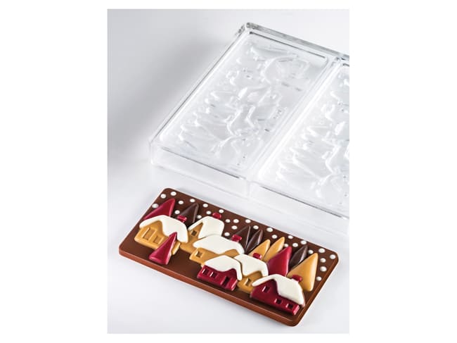 Chocolate Mould "Christmas Village" - 3 bars - By Fabrizio Fiorani - Pavoni