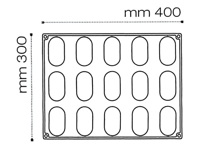 Pavoflex Non-Stick Silicone Mould - 15 Delish Oblong Shapes 40 x 30cm - Pavoni