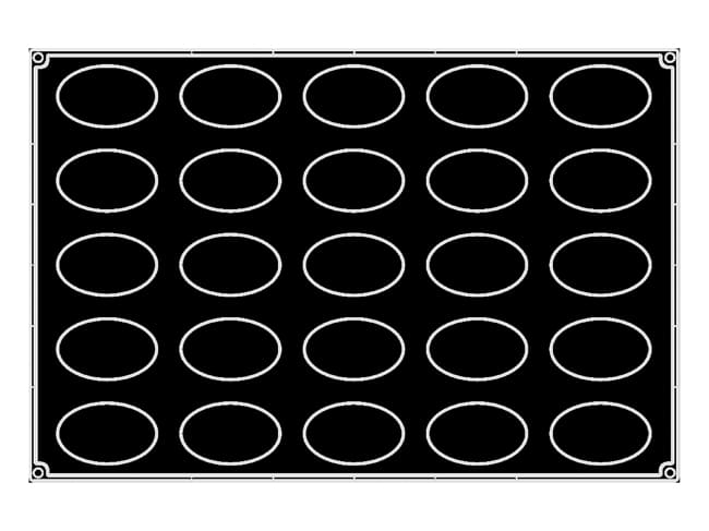 Pavoflex Non-Stick Silicone Mould - 25 Ovals 8.5 x 5 x ht 4.3cm - Pavoni