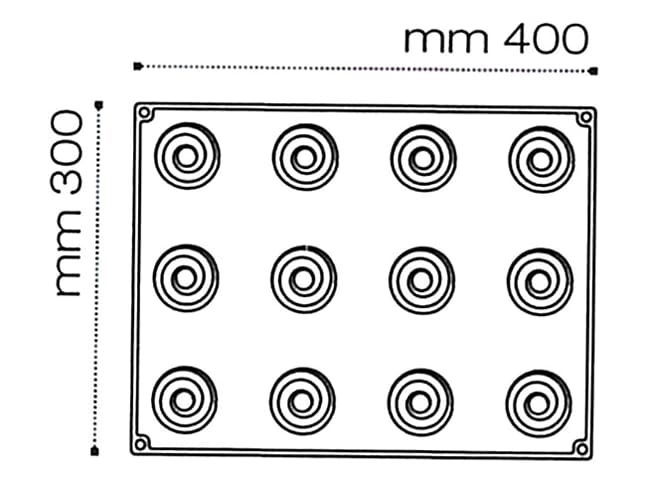 Pavoflex Non-Stick Silicone Mould - 12 Over Swirls 40 x 30cm - Pavoni