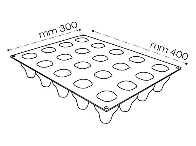 Pavoflex Non-Stick Silicone Mould - 20 Pear Shapes 40 x 30cm - Pavoni