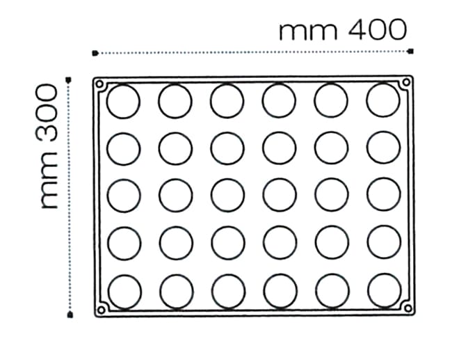 Pavoflex Non-Stick Silicone Mould - 30 Planet Mignon Discs - 40 x 30cm - Pavoni