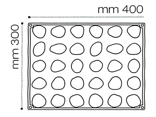 Pavoflex Non-Stick Silicone Mould - 30 Zen Pebbles 40 x 30cm - Pavoni